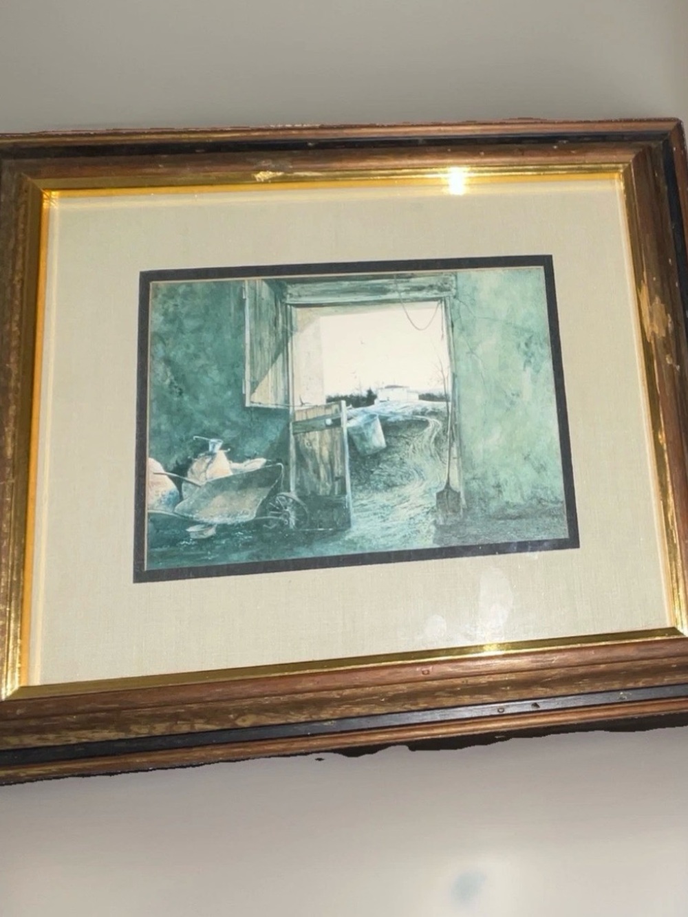 Vintage Frank Hamilton Art Print The Visitors Moody Interior Rustic Framed Art